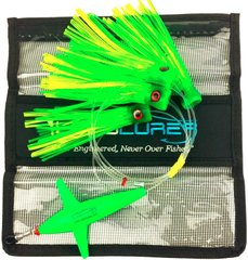 Летучая рыба + 4 октопуса Lobo Lures #214 Tuna 7" 400lb Green, 13/15 см