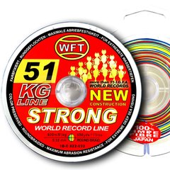 Шнур WFT 51KG STRONG 0,32mm 600m MULTICOLOR, 51 кг, 0.32 мм