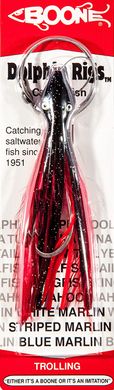 Кальмар на стальном поводке BOONE DOLPHIN RIG 7/0 WIRE RIGGED, RED/BLACK, 14 cm